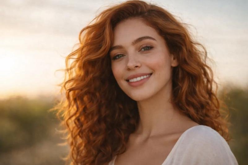Modelo com cabelos ondulados